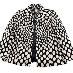 Chicos Jacket Women 2 Large 12 Splotch Polka‎ Dots Ribbed Pockets Casual Party